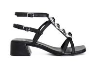 sandalias de piel con pedreria y motivo t black 37