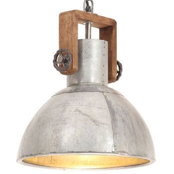 Lámpara Colgante Industrial 25 W Plateada Redonda 30 Cm E27 Vidaxl