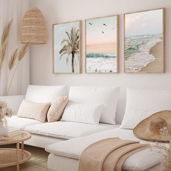 Set de 3 cuadros 230, marco premium chapado en roble, 30x40 cm