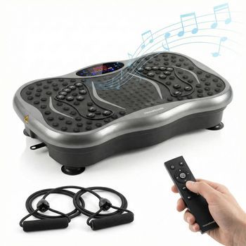 Plataforma Vibratoria Con Altavoz, Bandas De Resistencia Y Mando A Distancia Innovagoods Pvc, 54 X 12 X 32 Cm Negro