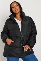 yours abrigo acolchado negro con cordon mujer curvy y tallas grandes yours