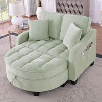 sofa cama con taburete - mueble para salon - eucalipto y chenilla - cian 132x129x93cm