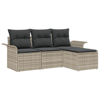 set de sofa de jardin de 4 uds con cojines gris claro ratan poliester cfw287146