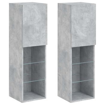 Muebles De Tv Con Luces Led 2 Uds Gris Hormigón 30,5x30x102 Cm Vidaxl
