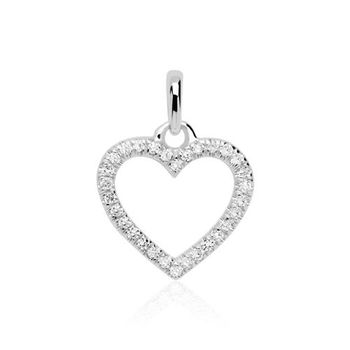 Colgante de diamantes corazón en oro blanco 14 quilates