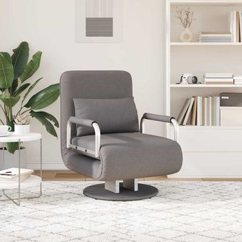 Silla Giratoria Y Sofá Cama | Sofá Convertible Tela Gris Oscuro