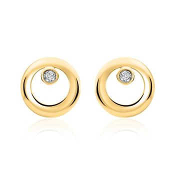Pendientes circulares de oro 14 quilates con diamantes