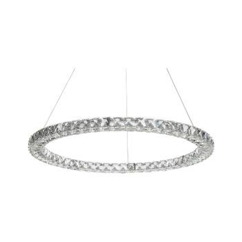 Lámpara De Techo Led De Cristal Metal Plateado Transparente Forma Redonda Magat
