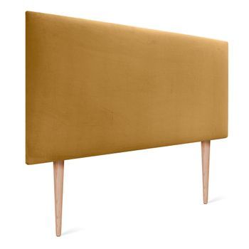 Dhome Cabecero De Terciopelo Liso 80x115 Con Patas Camas 80/90 - Mostaza
