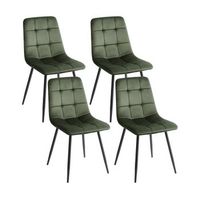 conjunto de 4 sillas de comedor moderno patas de hierro terciopelo verde oliva powell