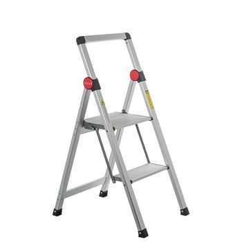 Escalera Aluminio 2 Peldaños 4 1x48x82,5cm Abierta