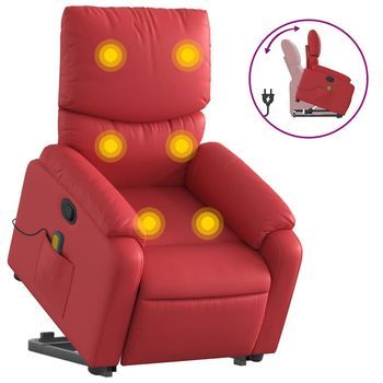 Sillón Reclinable De Masaje De Pie Cuero Artificial Rojo Vidaxl