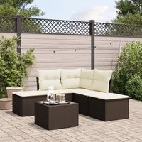 set sofas de jardin 6 uds  juego de muebles de jardin y cojines ratan sintetico marron cfw45905