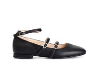 bailarina de piel con 3 hebillas black 36