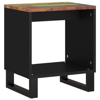 Mesa De Centro 40x31x46 Cm Madera Maciza Reciclada Con Acabado Multicolor, Madera Trabajada Y Metal - Multicolor