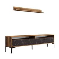 mueble tv con estante estambul negro nogal