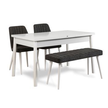 Set Mesa Comedor Extensible Y Sillas (4 Piezas) Santiago Antracita Blanco