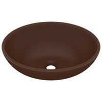 lavabo de bano moderno  lavabo de lujo ovalado ceramica marron oscuro mate 40x33 cm