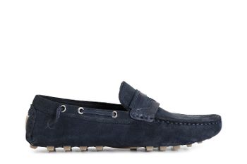 mocasines en piel de ante con trabilla blue