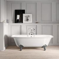 banera de hierro plymouth blanca  170 cm patas cromadas