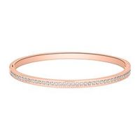 brazalete grabado de acero inoxidable chapado en oro rosa con circonita cubica
