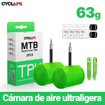 Cámara de aire ultraligera para bicicleta de montaña CYCLAMI de 26, 27,5 y 29 pulgadas, de TPU, con válvula francesa de 45 mm y antioxidante.
