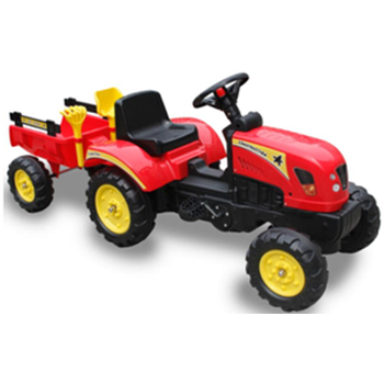Tractor A Pedales  Con Remolque Color Rojo