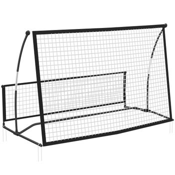 SPORTNOW Red de Rebote Plegable 2 en 1 con Bolsa de Transporte para Entrenamiento de Fútbol y Béisbol 200x94x122 cm Negro