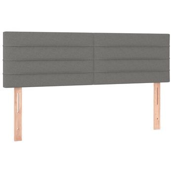 Cabecero Cama Mueble De Dormitorio Con Led De Tela Oscuro 144 X 5 X 78/88 Cm Gris M02_0000728