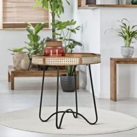 mesa de centro de madera marron y metal negro o 60x605 cm