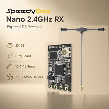 Receptor SpeedyBee Nano 2.4GHz ELRS SX1281 100mW 5V 10.4x18.4mm con Antena T para Piezas de Drones de Carreras FPV 1PC 3PCS 5PCS