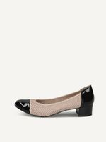 caprice pumps beige made of leather and textile with block heel size 405
