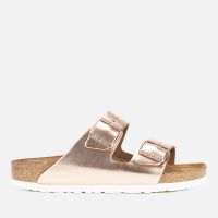 birkenstock womens arizona slim fit leather double strap sandals - metallic copper - eu 36uk 35