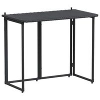 mesa de jardin  mesa de exterior plegable de ratan sintetico negra 90x51x75 cm