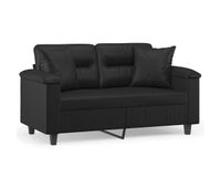 sofa de 2 plazas - sofa de salon - sofa moderno con cojines cuero sintetico negro 120 cm