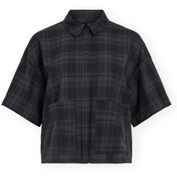 Vila Camisa Sina Check Shirt - Navy Blazer/Checks para mujer