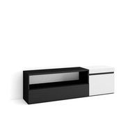 mueble tv television muebles de salon almacenaje 150x45x35cm para tv hasta 65 con almacenamiento estilo moderno blanco y negro