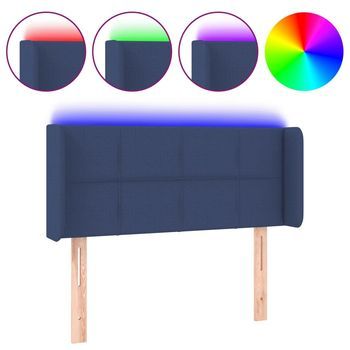 Cabecero Cama | Panel De Cabecera Con Led De Tela Azul 103x16x78/88 Cm