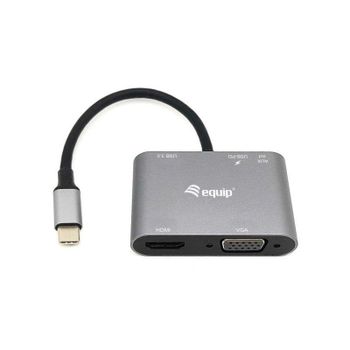 Adaptador USB-C Equip 133483 5 en 1 HDMI 4K VGA USB 3.0 PD 100W Negro
