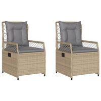 pack 2 uds sillones reclinables de jardin  silla de jardin  silla de exterior ratan sintetico beige