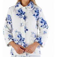 Floral Print 3/4 Sleeve Button Opening Bedjacket