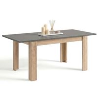 mesa de comedor extensible 140-190x90 cm sira roble canadian - gris grafito 190 x 78 x 90 cm
