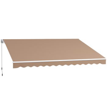 Outsunny Toldo para Balcón 350x250 cm con Manivela de Metal Impermeable y Anti-UV para Jardín Terraza Ventanas Marrón   Aosom España