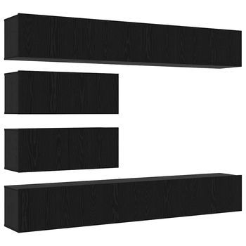 Conjunto De Mueble De Tv 10 Piezas Roble Negro 100 X 30 X 30 Cm