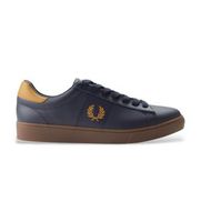 fred perry para hombre b4334-608 zapatillas de piel spencer marino 46 plano cordones casual