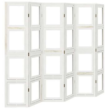Biombo Separador De 6 Paneles Madera Maciza Paulownia Blanco Vidaxl