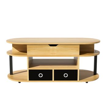 Mesa de centro elevable con almacenaje efecto madera