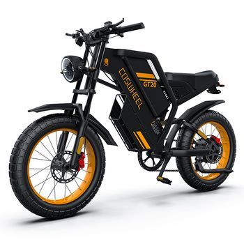 Bicicleta Eléctrica Todoterreno Coswheel Gt20, 48 V, 25 Ah, Negra Y Amarilla