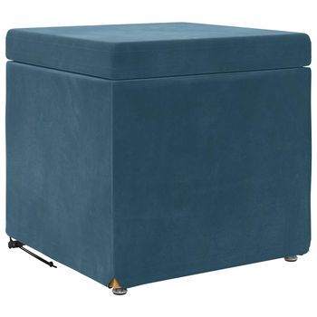 Taburete Azul 41 X 41 X 40 Cm Terciopelo Y Madera Fabricada Vidaxl