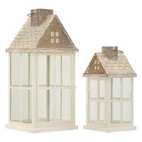 set de 2 linternas de madera cm 245x245x55 - 17x17x375
